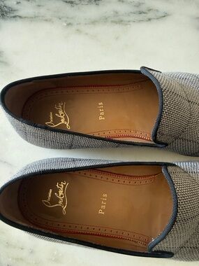 Christian Louboutin Men’s Grey Textured Slip-On Loafers